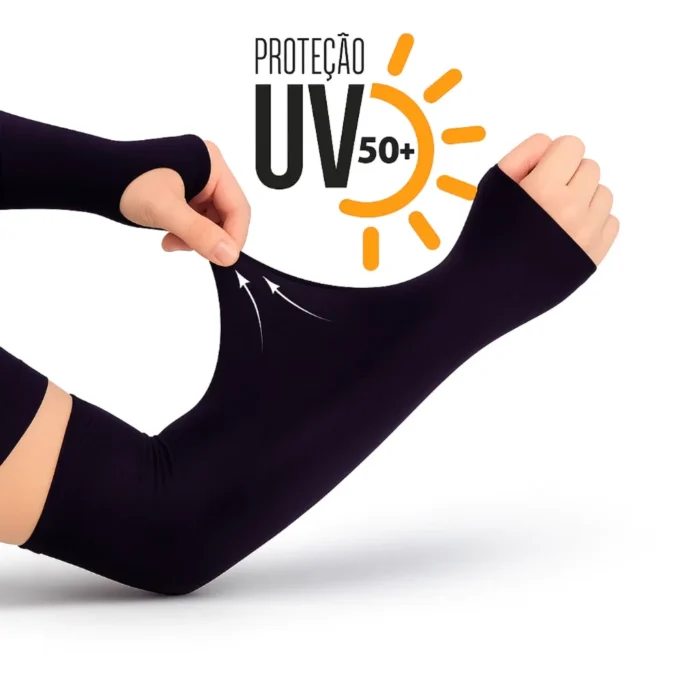 1 Par Proteção Solar Punho UV fino Masculino Seda Feminino Respirável 35cm